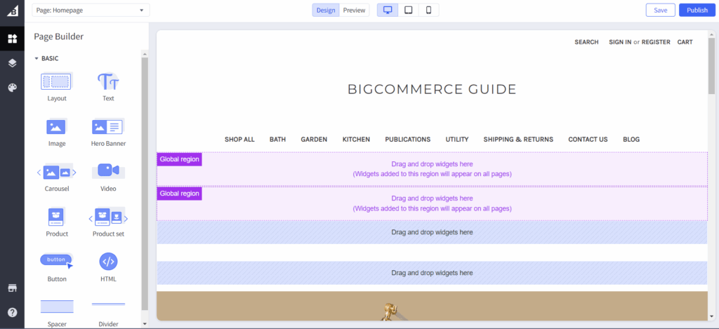 BigCommerce drag-and-drop page builder