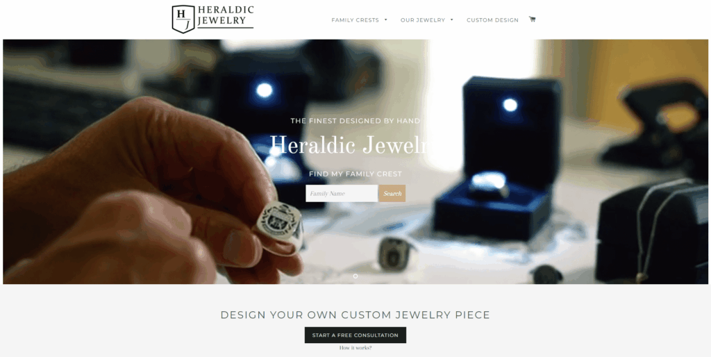 Heraldic jewelry homepage