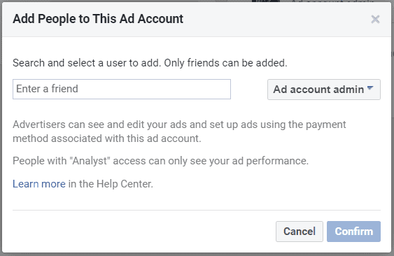 Add an admin to your Facebook account