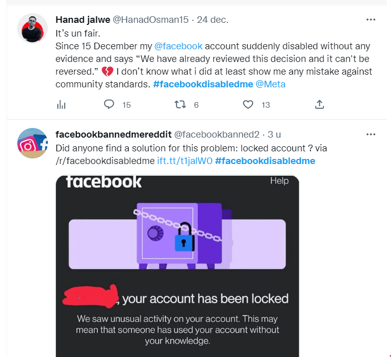 #facebookdisabledme on Twitter