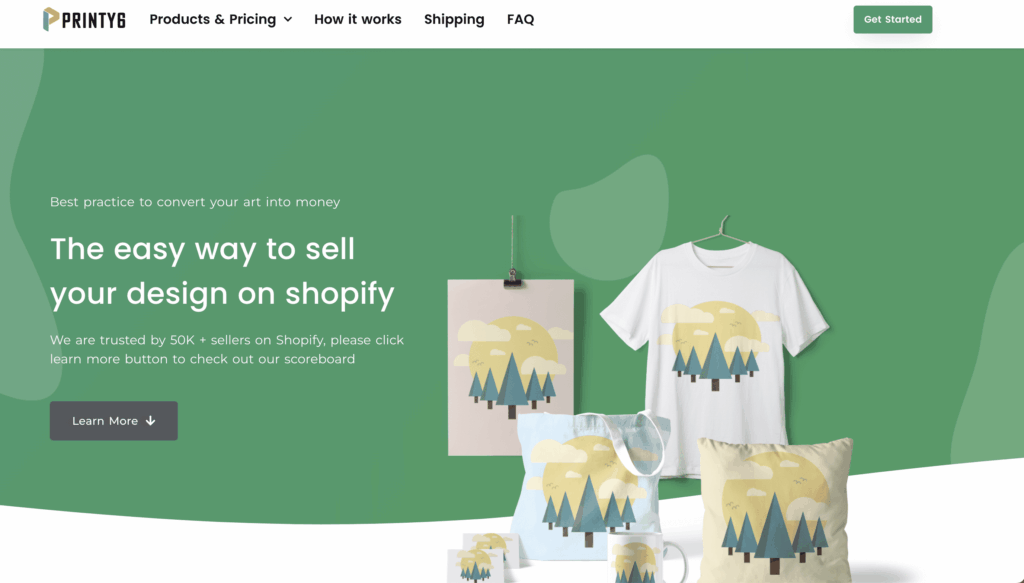 Printy6 Shopify صفحة التكامل