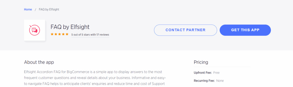 FAQ by Elfsight BigCommerce app