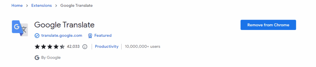 Google Translate Chrome extension