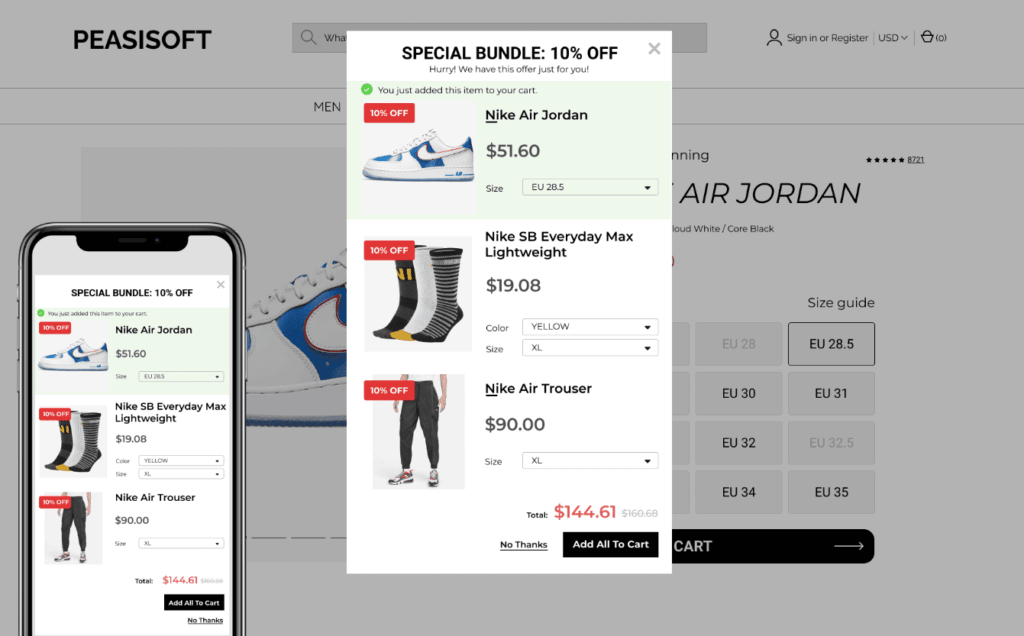 Native Upsell example