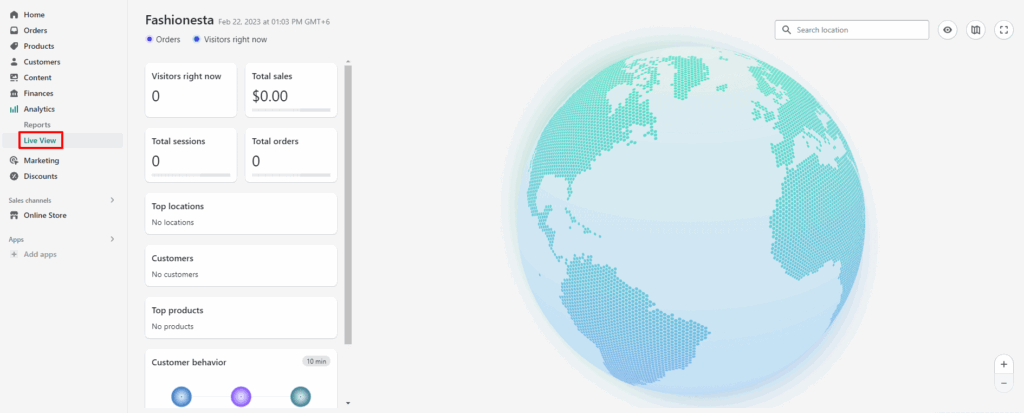 Shopify live view