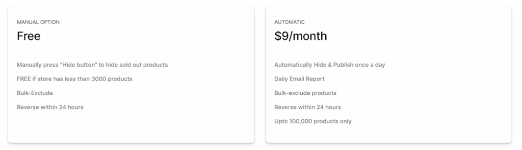 Wipeout Hide out of stock pricing