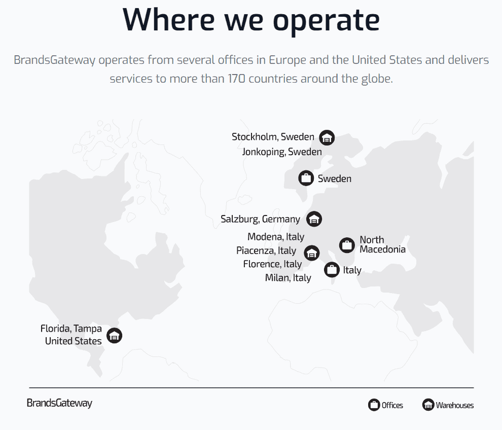 Places where Brandsgateway operate