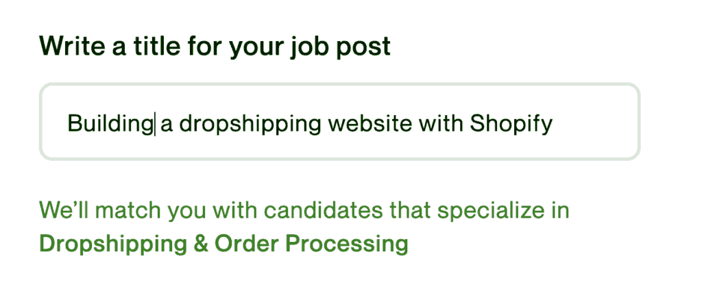 Example title for a job post in Upwork