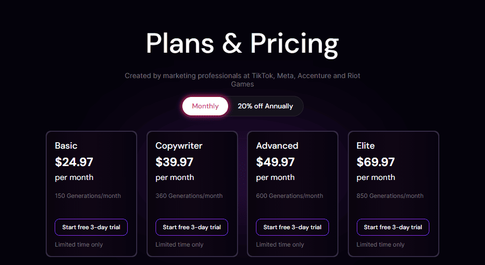 Copywise pricing new