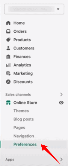 Preferences in Shopify admin