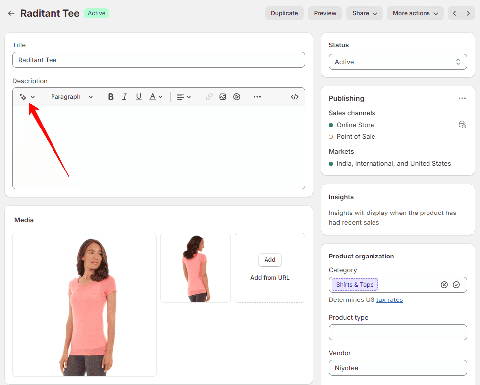 Generate text icon on product page