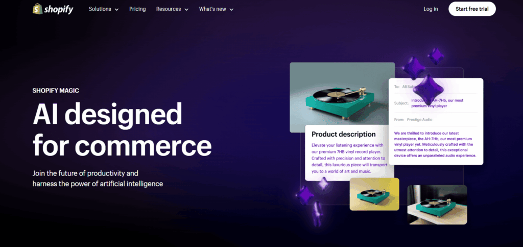 Shopify Magic homepage