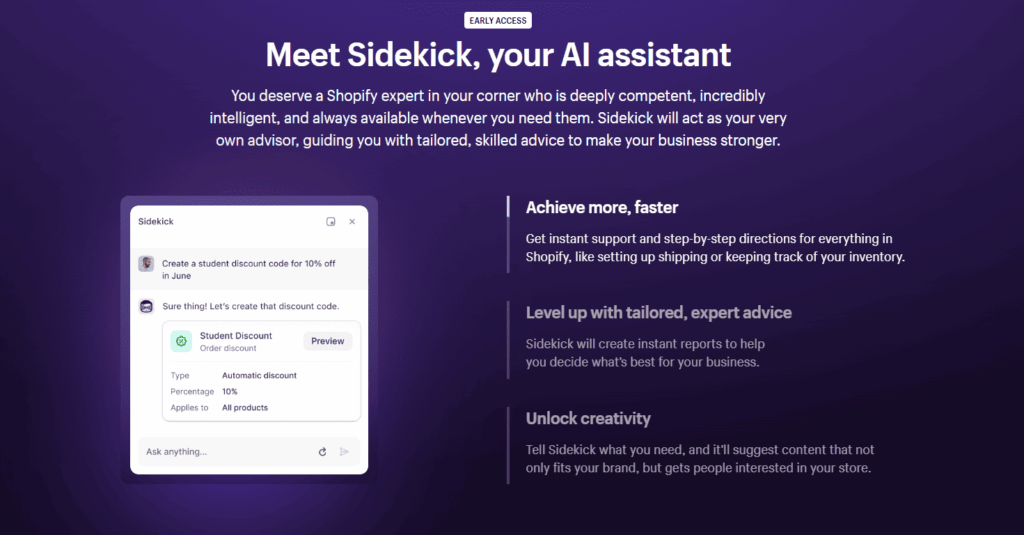 Shopify Sidekick page