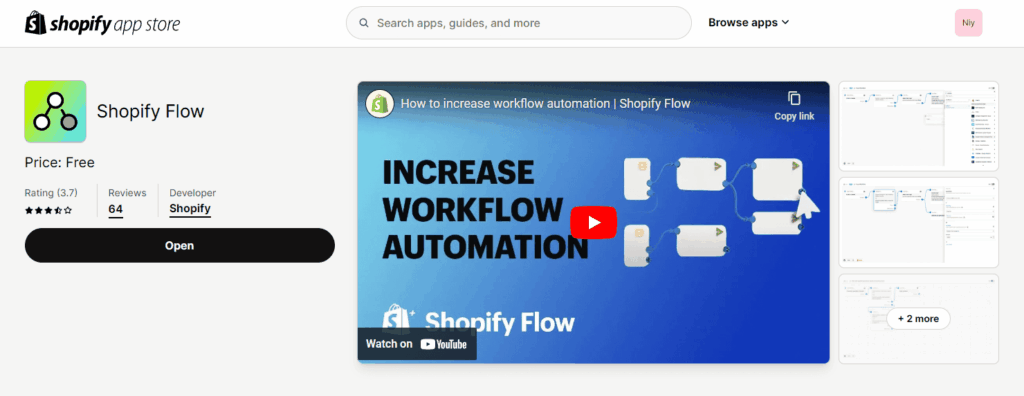 Shopify Flow app on Shopify App Store