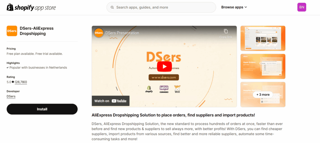 DSers Shopify app