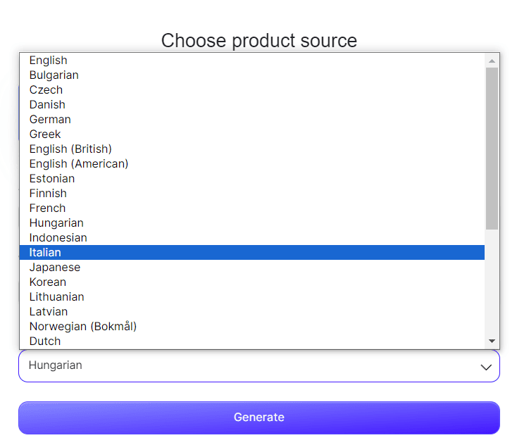 Page Pilot language selector