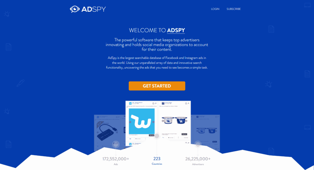 AdSpy homepage