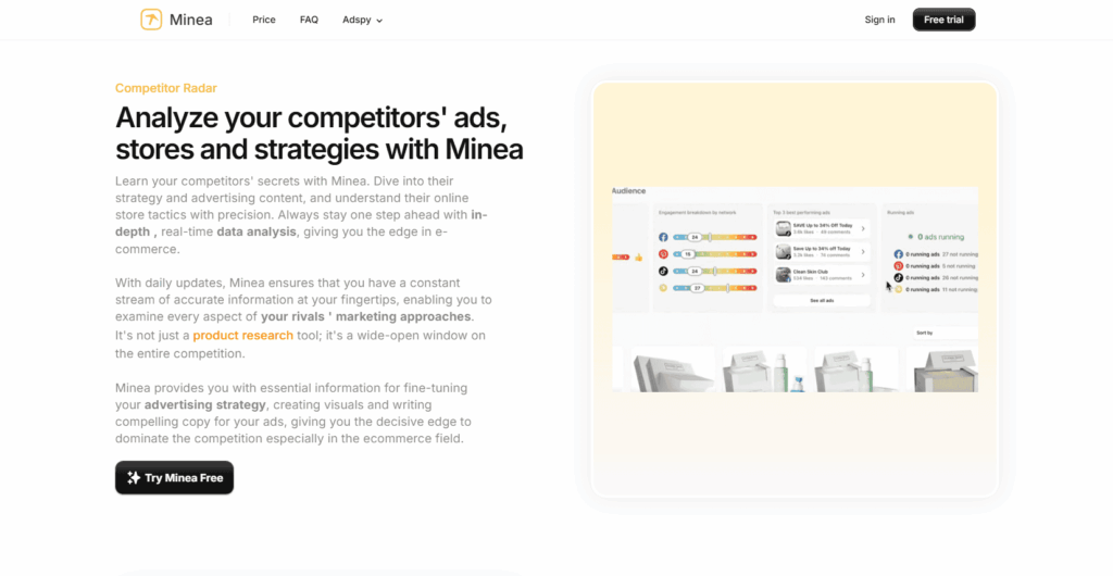 Competitor analysis in Minea