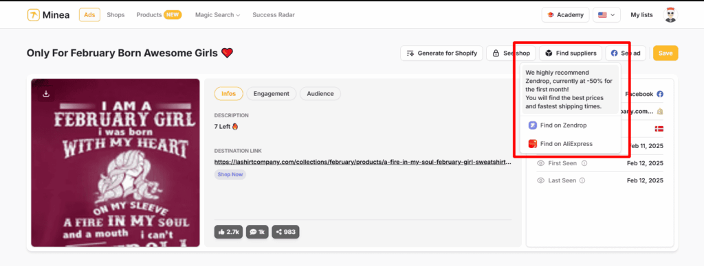 Find suppliers on Minea