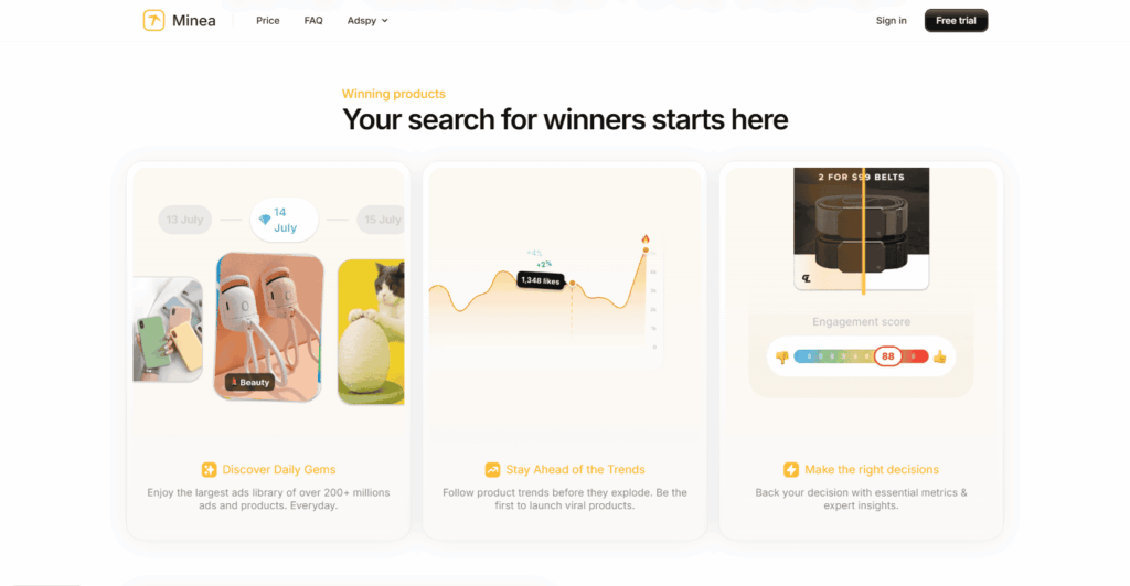 Minea product discovery