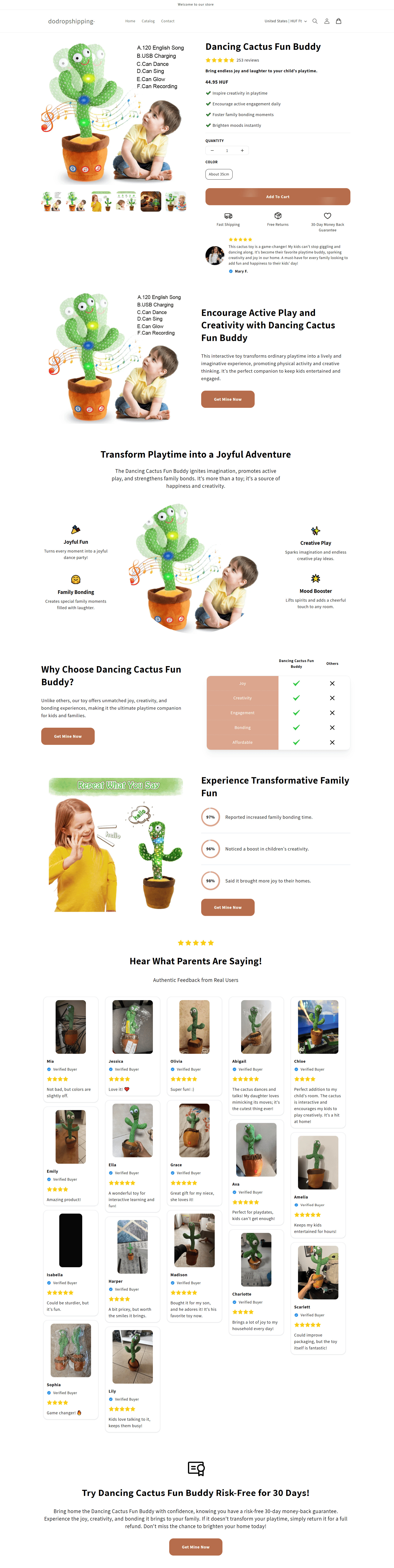 Page Pilot 2.0 dancing cactus product page example