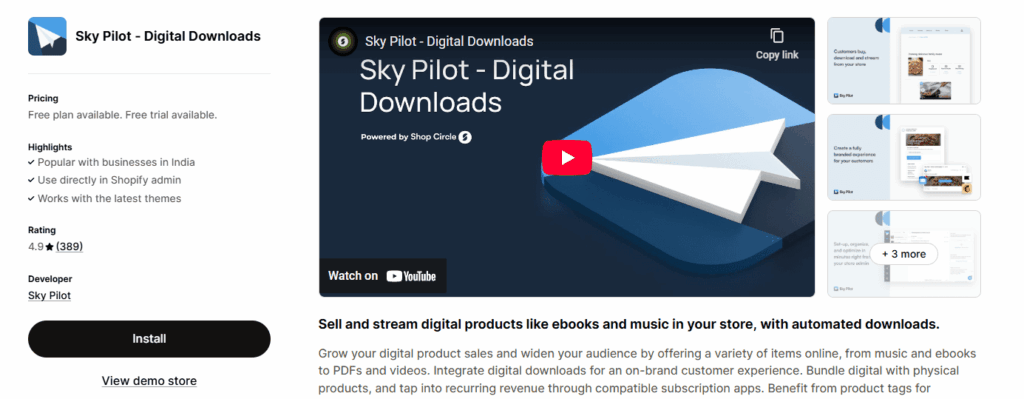 Sky Pilot ‑ Digital Downloads app