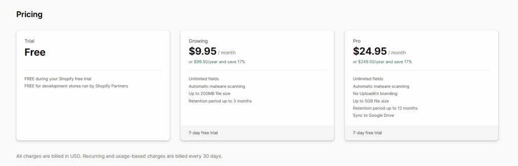 Uploadkit app pricing