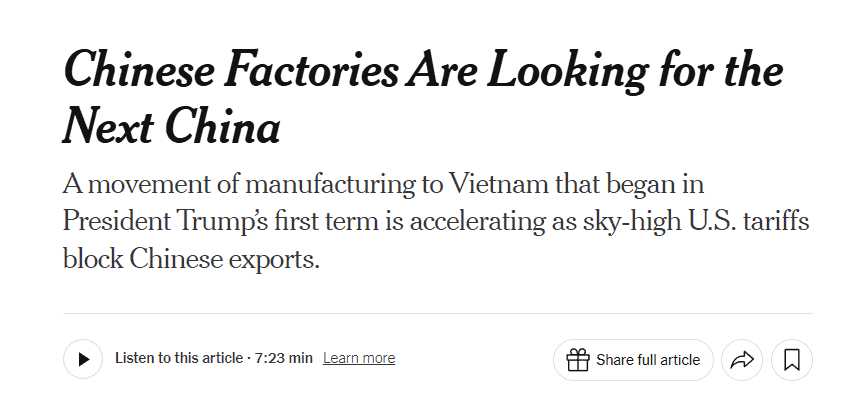 Chinese factories are looking for the next china