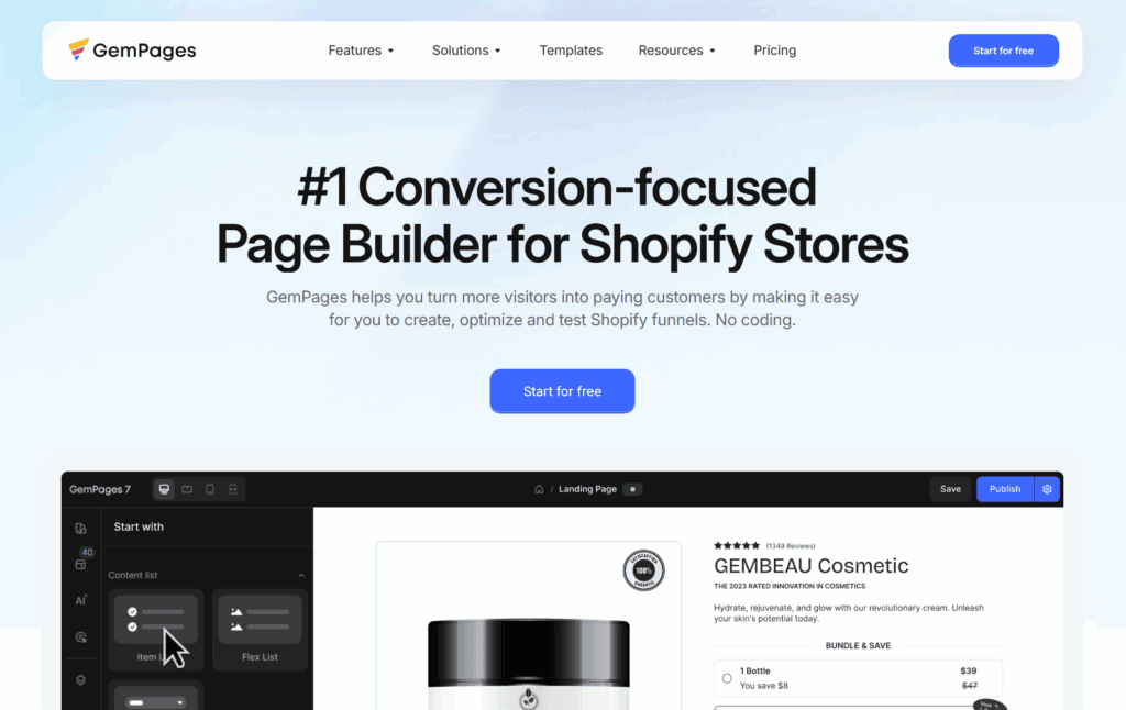 Homepage of Gempages