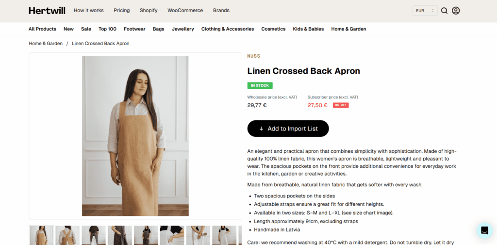 Hertwill apron product example