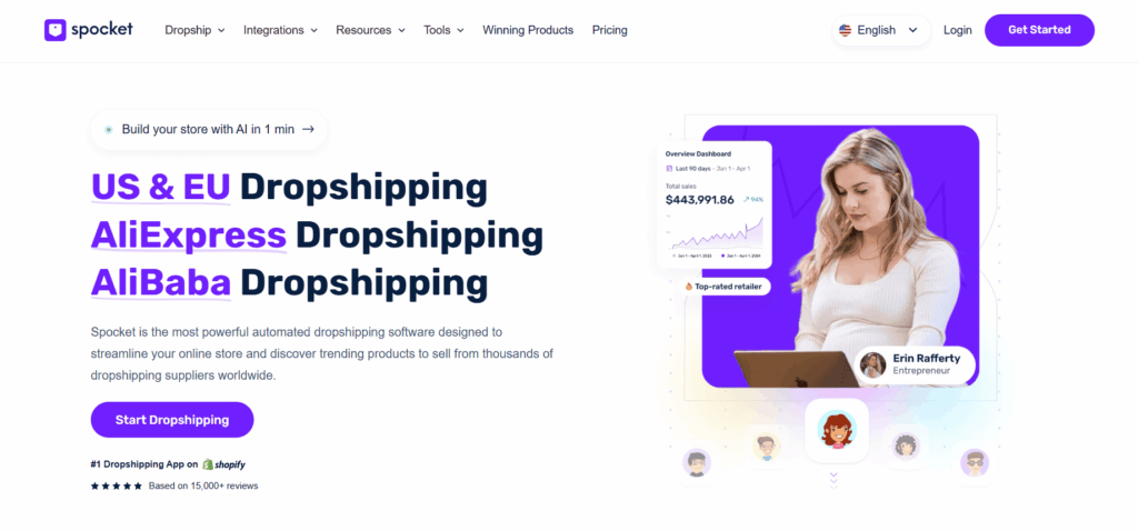 Spocket homepage