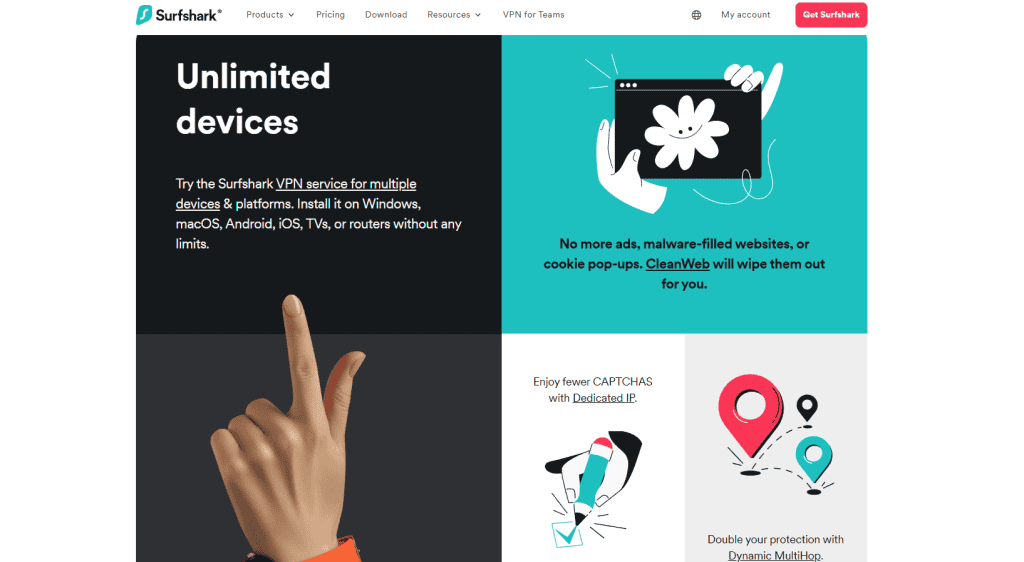 Surfshark VPN homepage