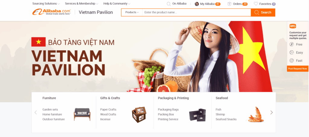 Alibaba vietnam homepage