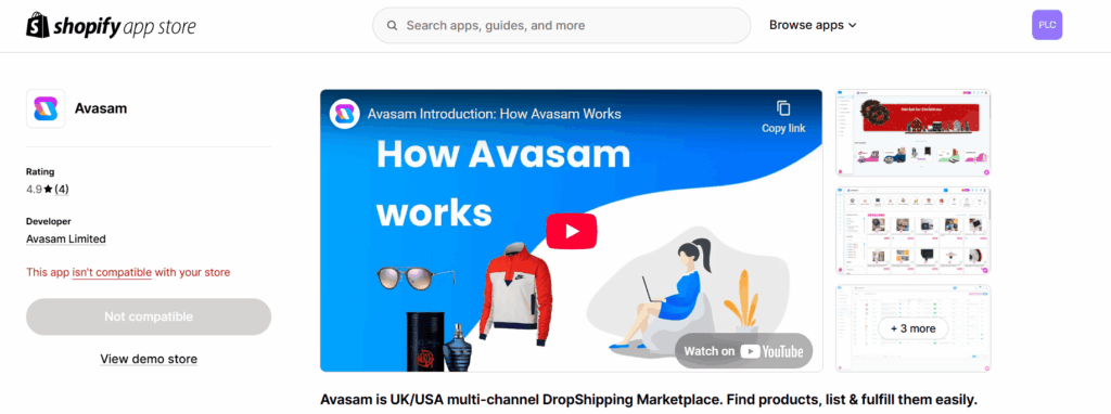 Avasam Shpoify app