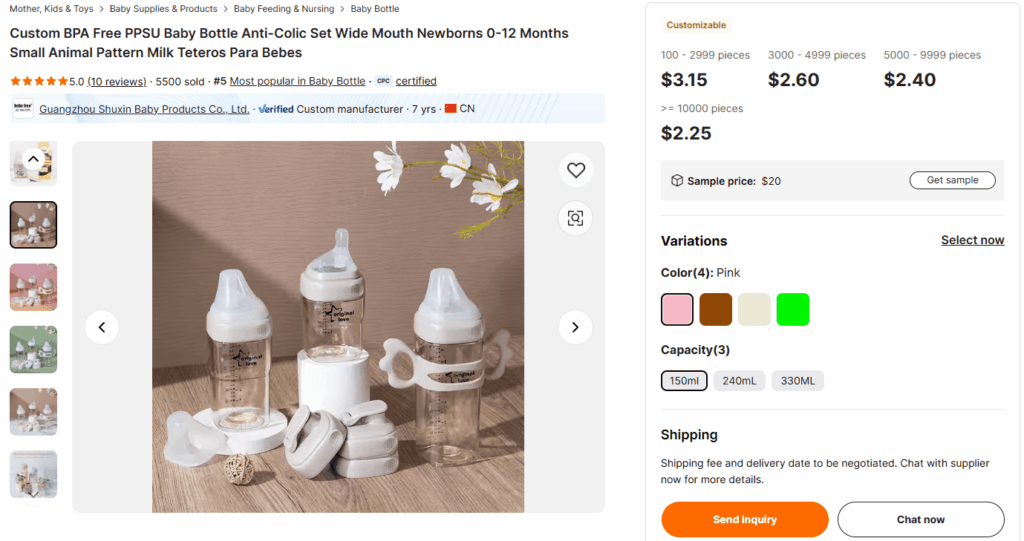 Customized anti-colic bottles for newborns