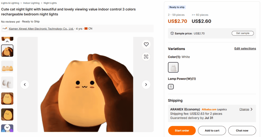 Cute cat night light