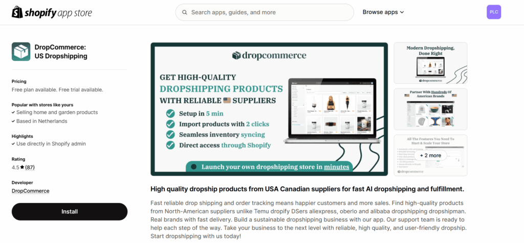 DropCommerce Shopify app