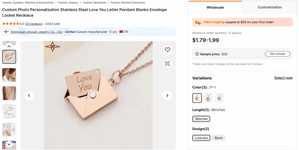 Photo envelope locket