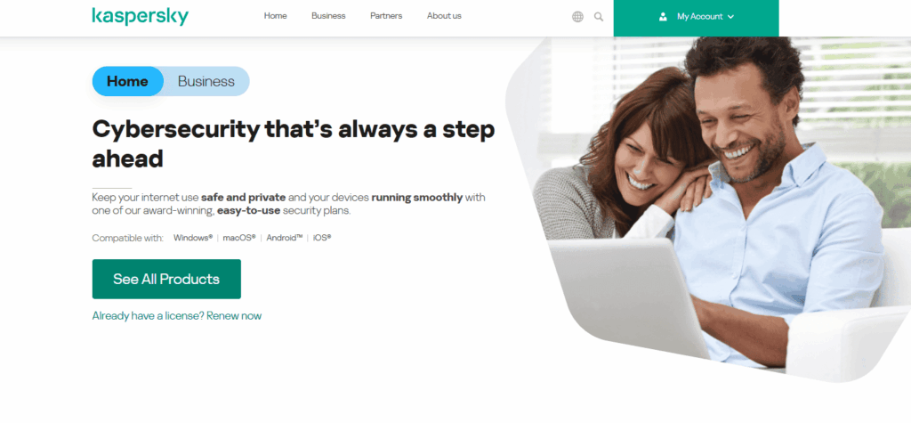 Kaspersky homepage