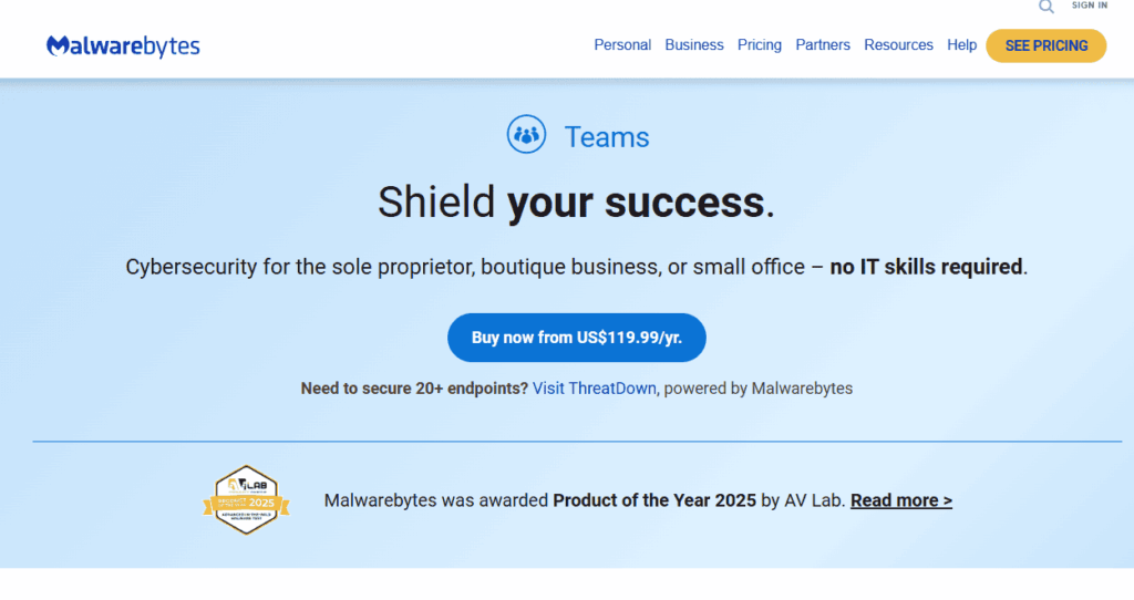 Malwarebytes homepage