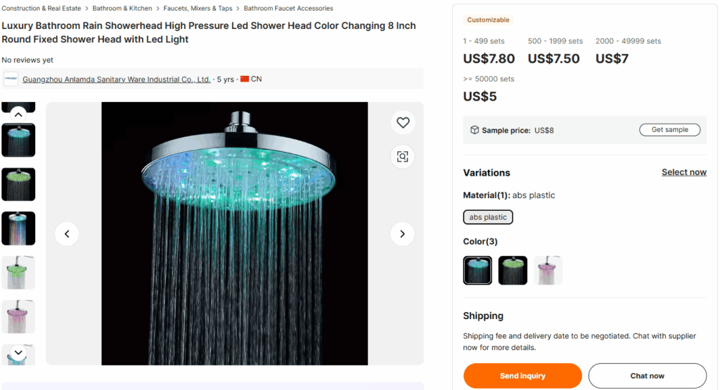 Multi-color LED shower head