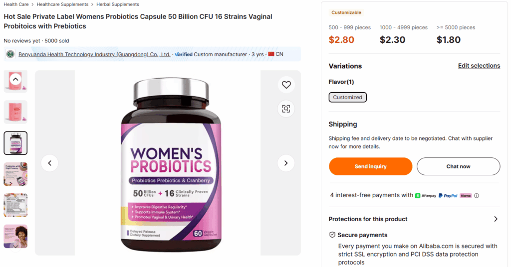 Private label probiotic capsules for women