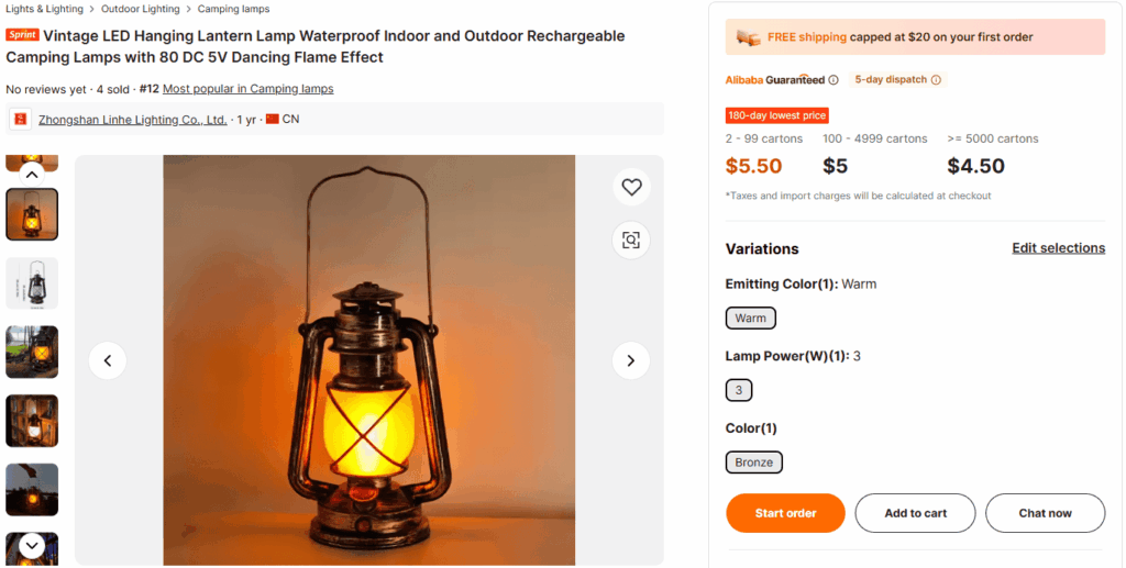 Rechargeable LED vintage hanging lantern with flame effect