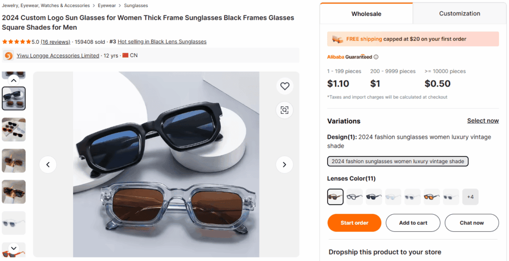 Thick frame sunglasses
