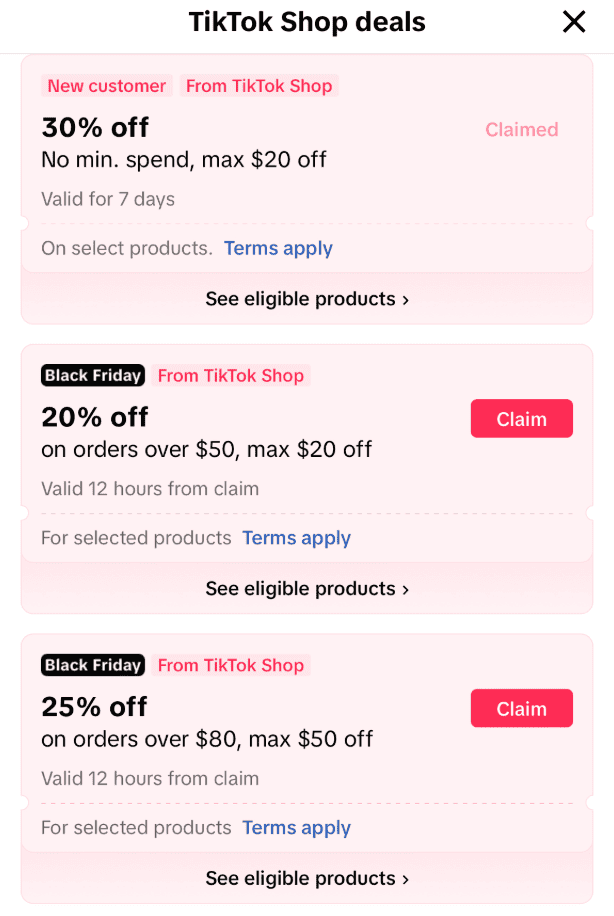 TikTok Shop deals