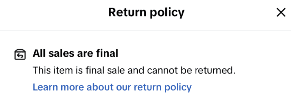 TikTok Shop return policy
