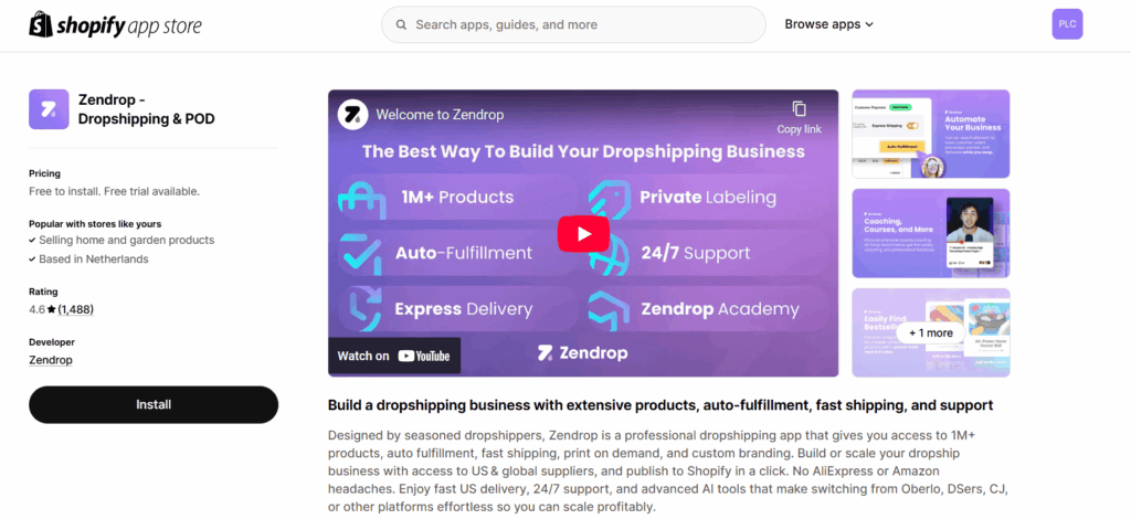 Zendrop Shopify app