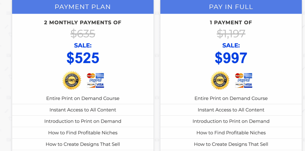 Pricing of course