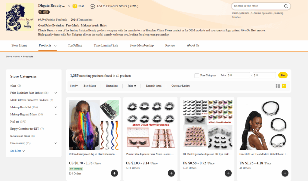 DHGate Beauty store