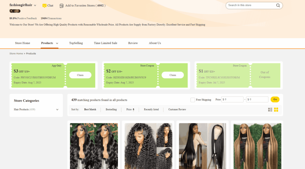 Fashion Girl Hair DHGate store